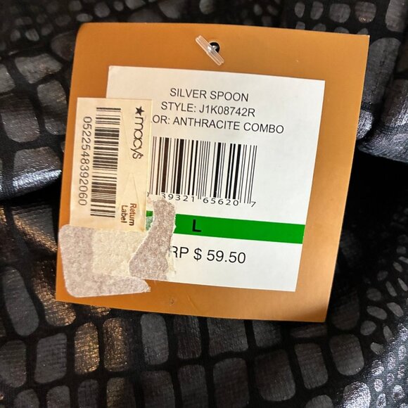 Ellen Tracy Womens Size L Black Metallic Snakeskin Pencil Skirt Stretch Pull On - Picture 4 of 6